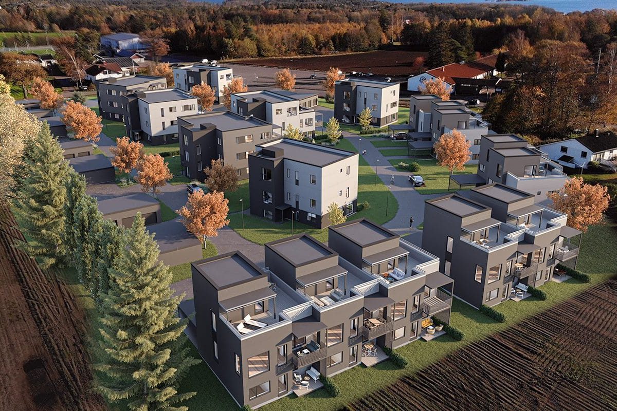 Illustrasjons Søndersrød Hageby rehabilitering av hus og hytter